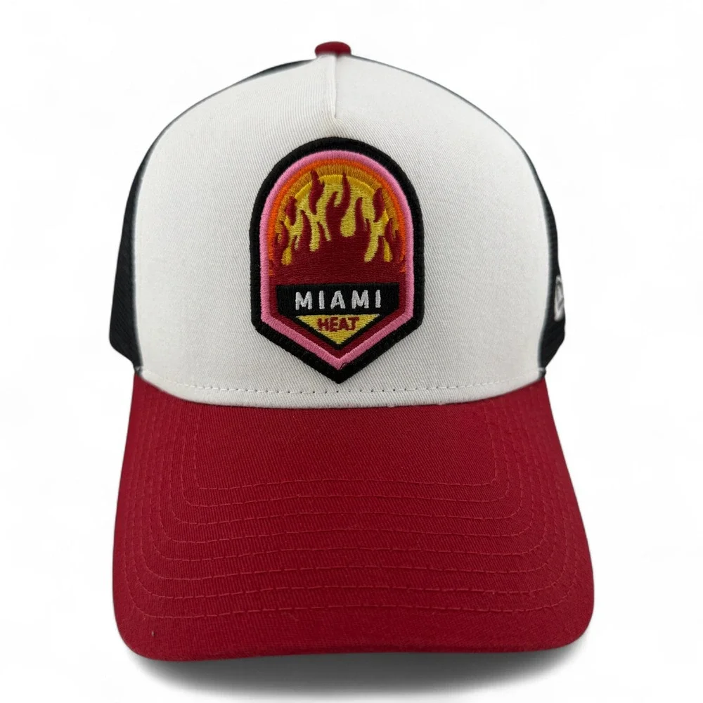 New Era Miami Heat NBA Red A-Frame 9Forty Trucker‎ Snapback Adjustable Hat Cap